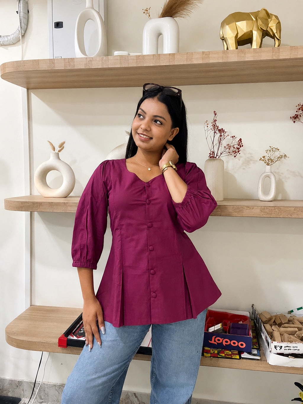 Magenta Pleated Top – product photograph 1 | SORSHA™