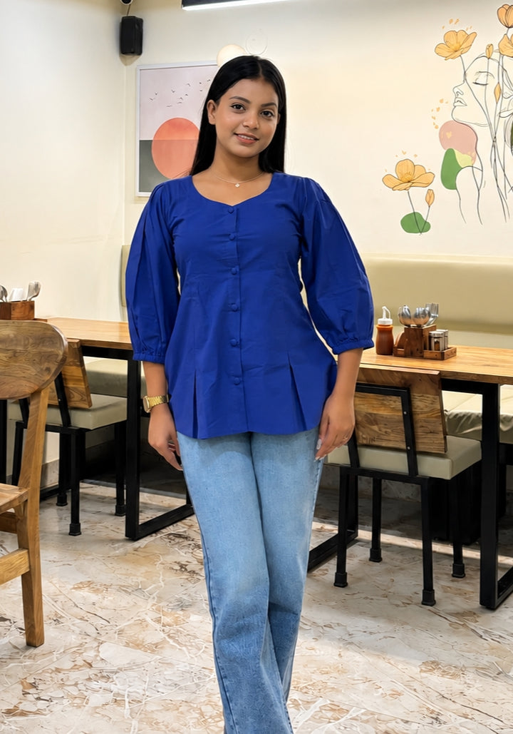 Blue Pleated Top – product photograph 1 | SORSHA™