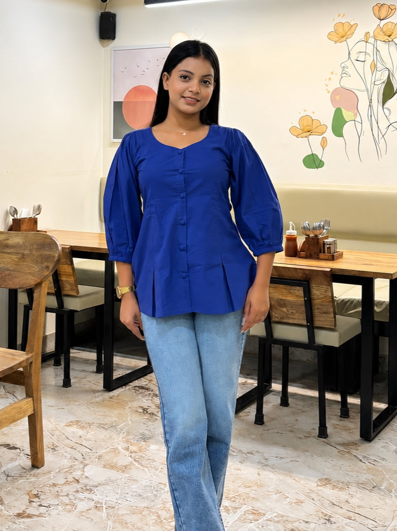 Blue Pleated Top – product photograph 1 | SORSHA™