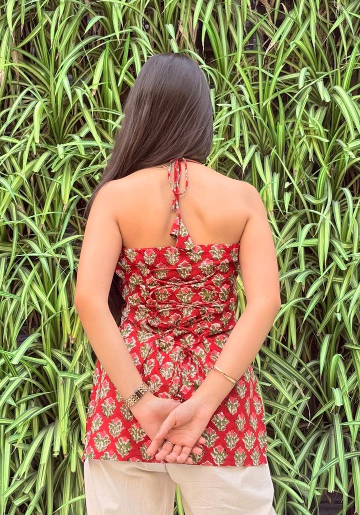 Block Print Halter Neck Short Kurti – product photograph 2 | SORSHA™