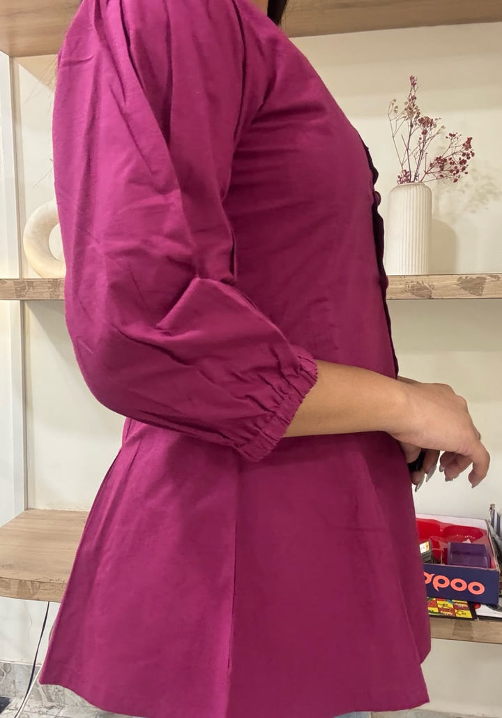 Magenta Pleated Top – product photograph 3 | SORSHA™