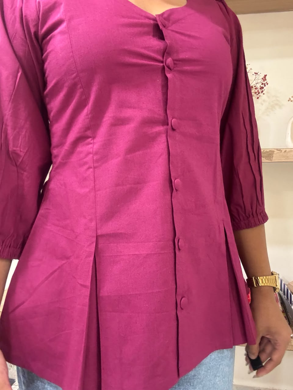 Magenta Pleated Top – product photograph 4 | SORSHA™
