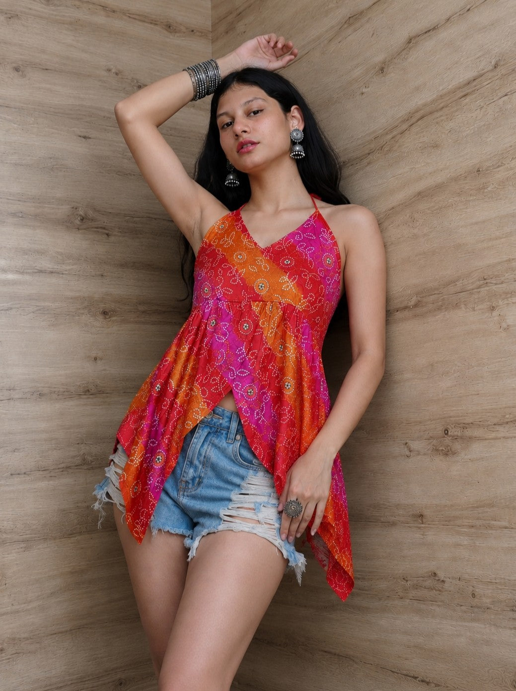 Bandhani Halter Neck Backless Kurti – product photograph 4 | SORSHA™