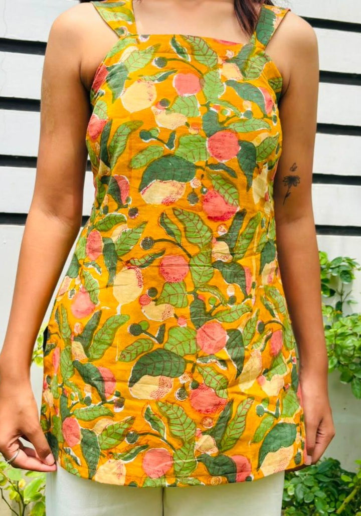 Mustard Block Print Cotton Short Kurti – product photograph 5 | SORSHA™