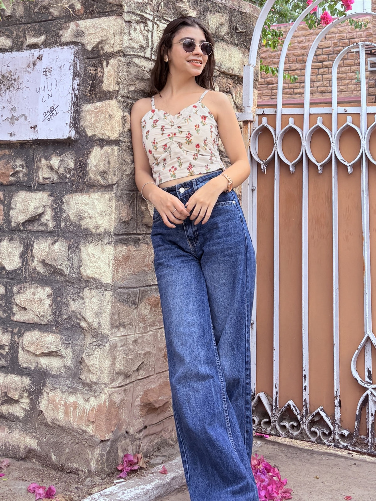 White Block Print Padded Crop Top – product photograph 5 | SORSHA™