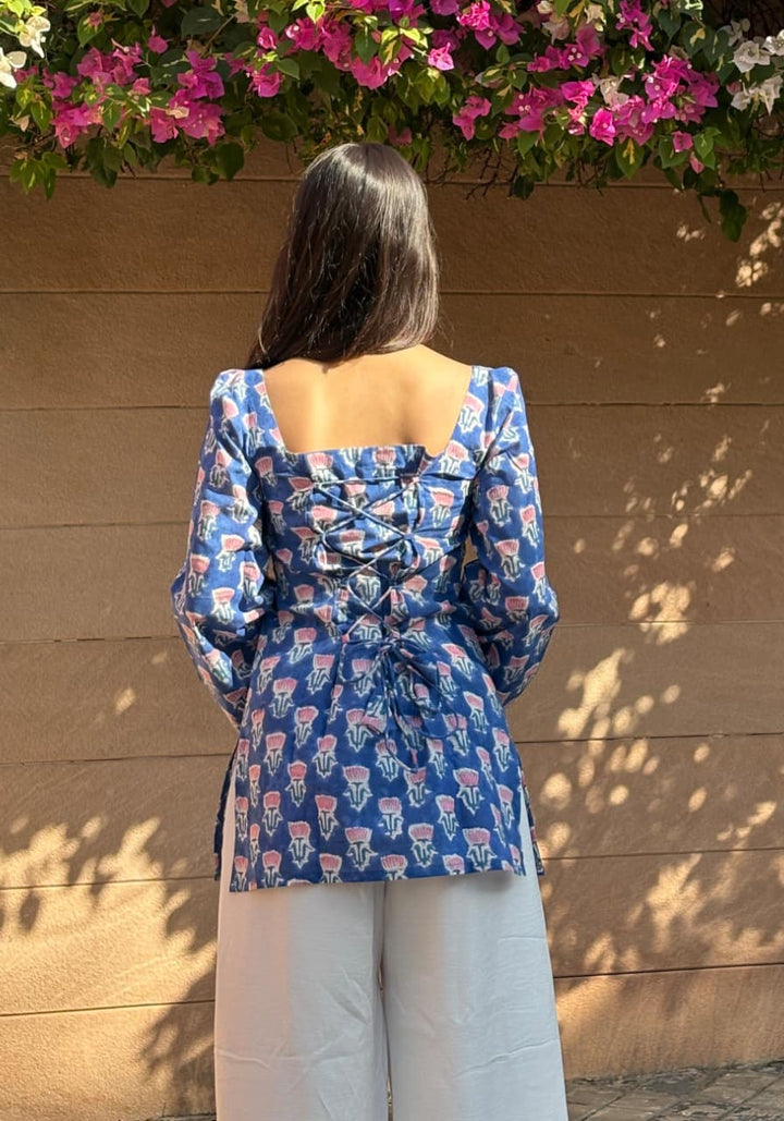 Floral Printed Square Neck Pure Cotton Short Kurti – product photograph 2 | SORSHA™