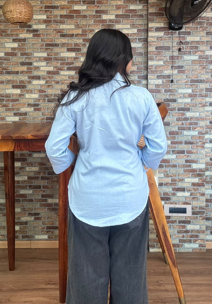 Pastel Blue Wrap Top – product photograph 2 | SORSHA™