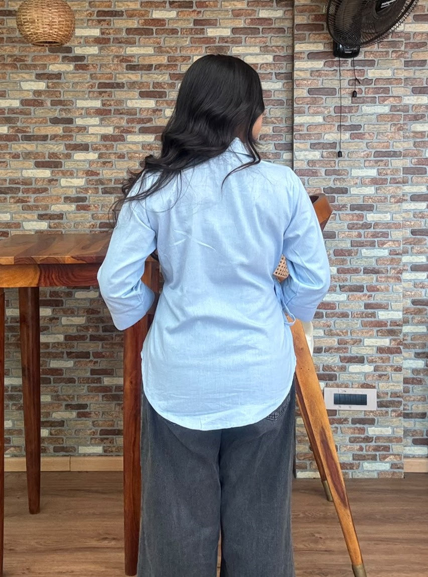 Pastel Blue Wrap Top – product photograph 2 | SORSHA™