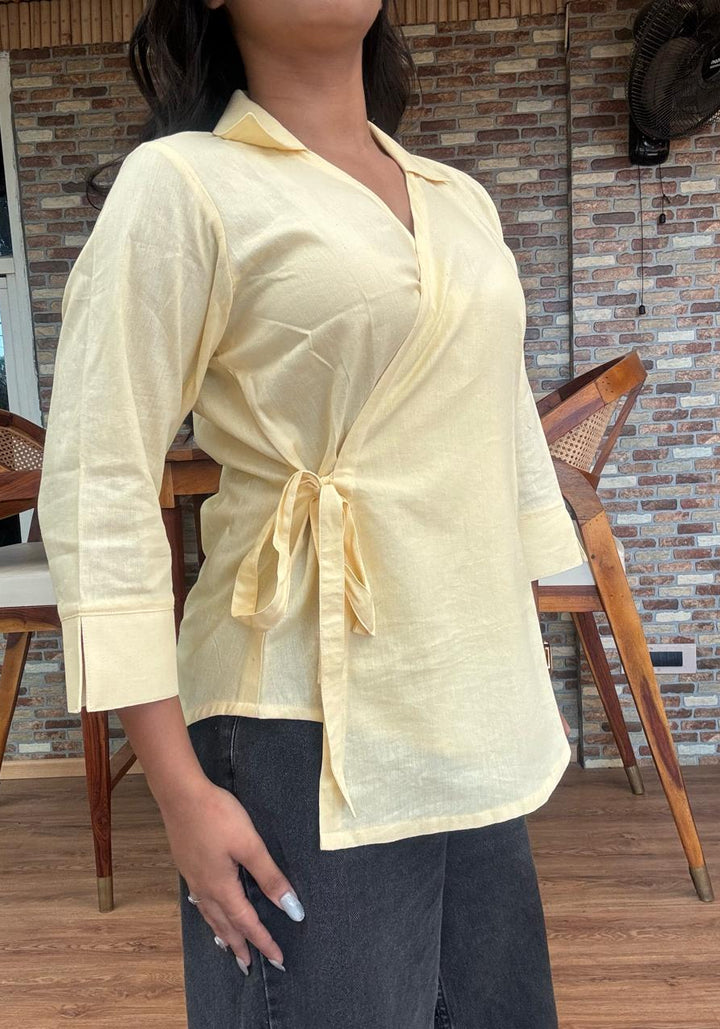 Butter Yellow Wrap Top – product photograph 4 | SORSHA™