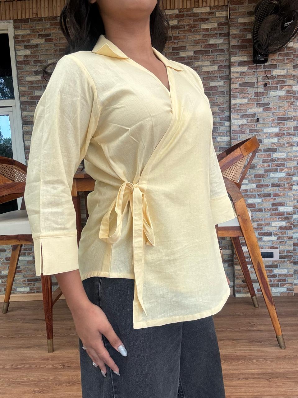 Butter Yellow Wrap Top – product photograph 4 | SORSHA™