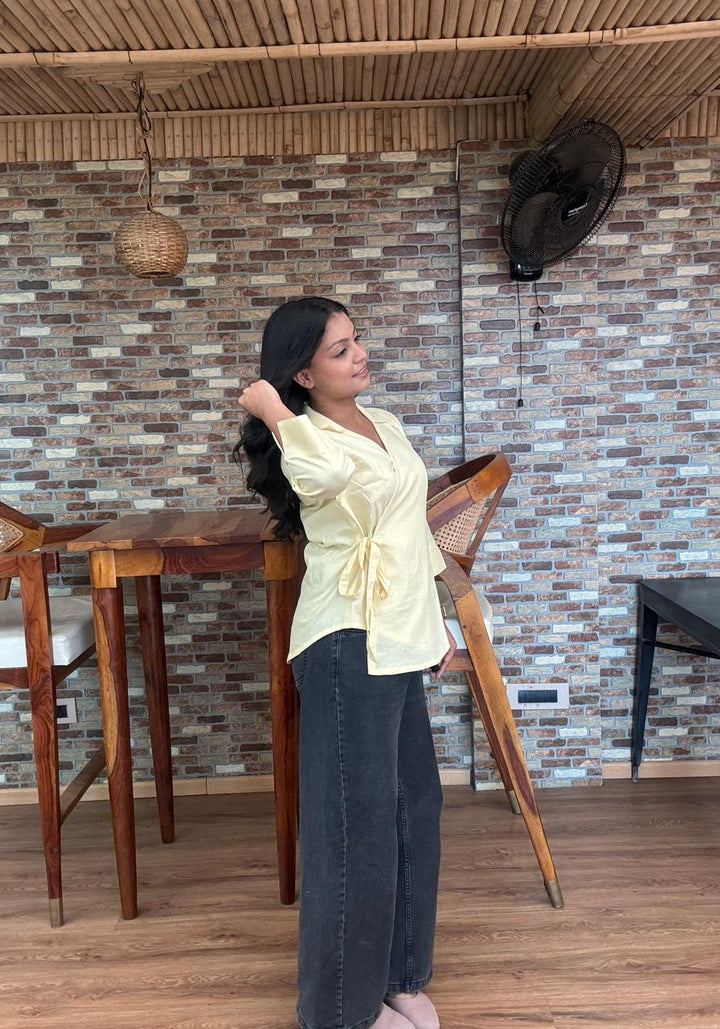 Butter Yellow Wrap Top – product photograph 5 | SORSHA™