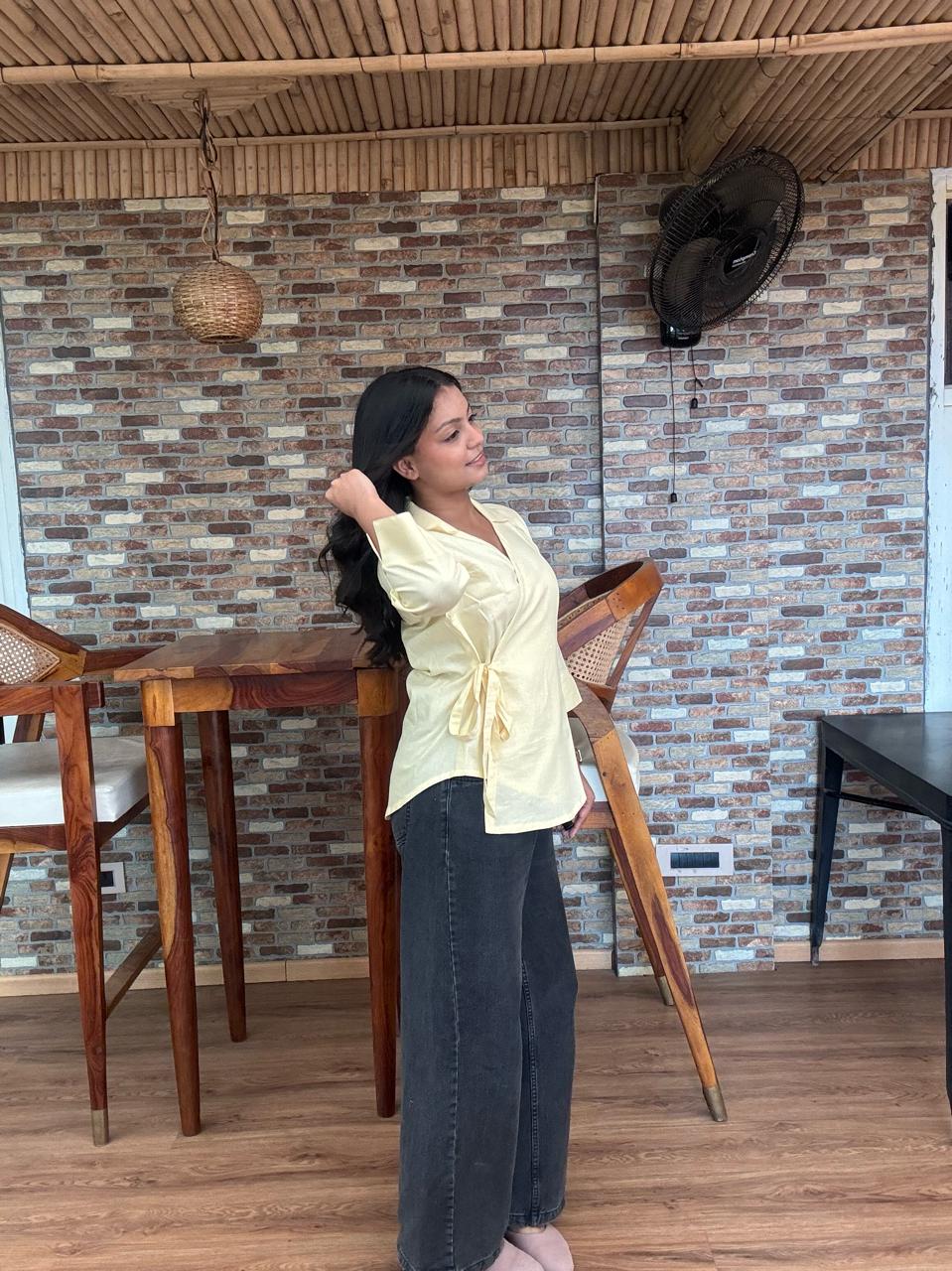 Butter Yellow Wrap Top – product photograph 5 | SORSHA™