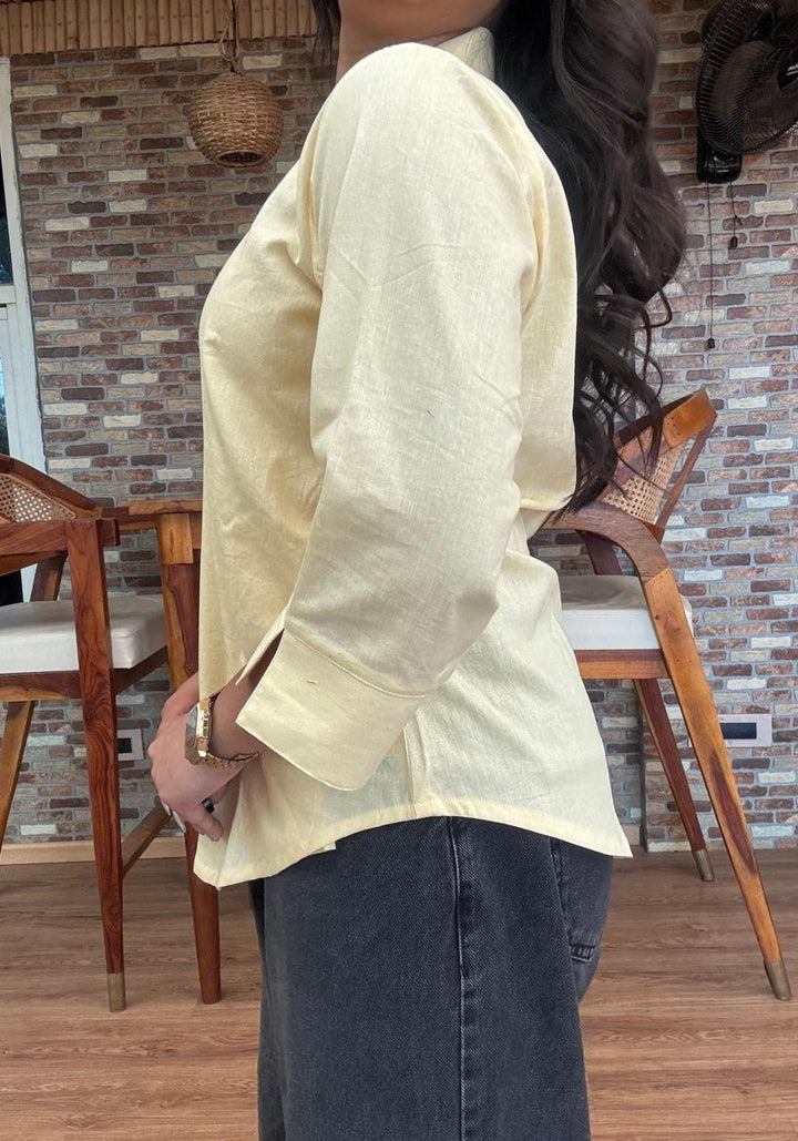 Butter Yellow Wrap Top – product photograph 3 | SORSHA™
