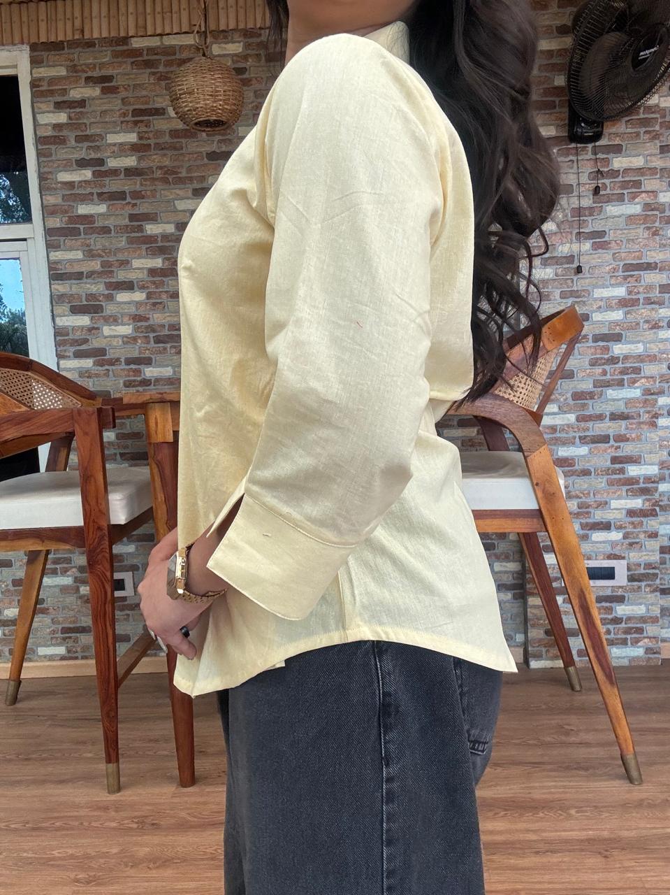 Butter Yellow Wrap Top – product photograph 3 | SORSHA™