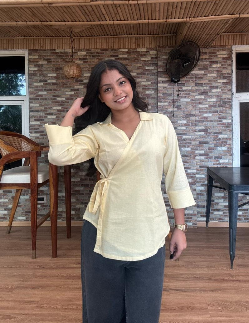 Butter Yellow Wrap Top – product photograph 1 | SORSHA™