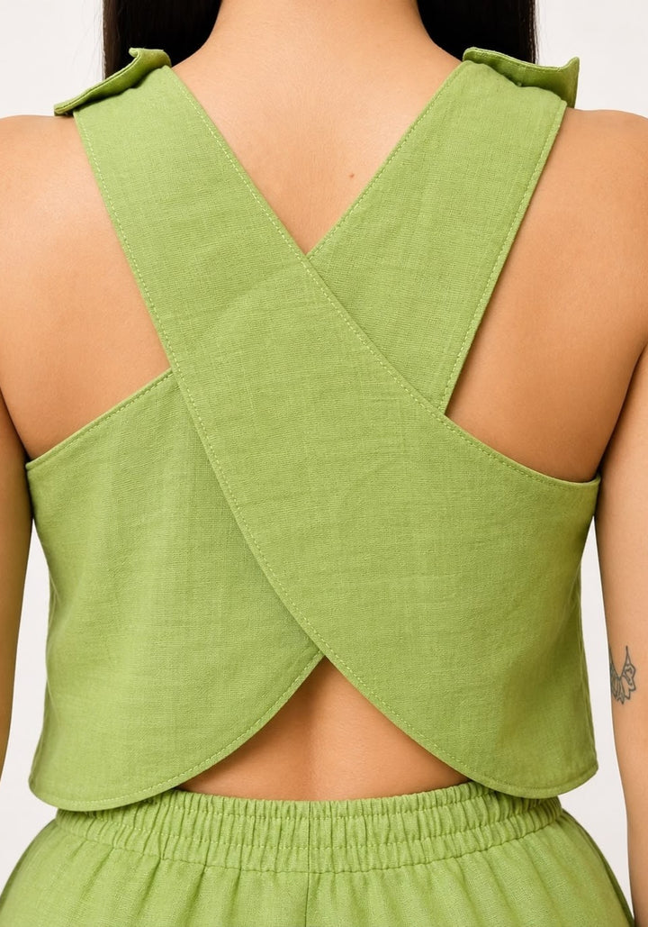 Women Cross Back Green Cotton Top – product photograph 1 | SORSHA™