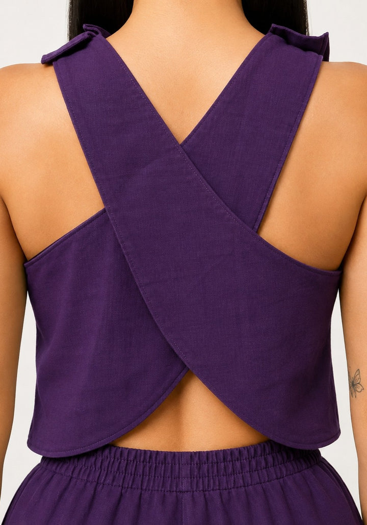 Women Cross Back Purple Cotton Top – product photograph 1 | SORSHA™