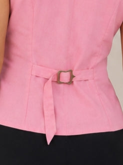 Women's Solid Tailored V-Neck Pink Waistcoat – product photograph 4 | SORSHA™