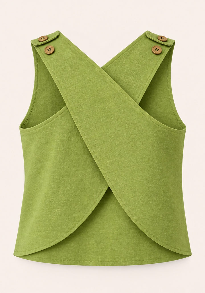 Green Cotton Cross Back Top and Trouser Set – product photograph 4 | SORSHA™