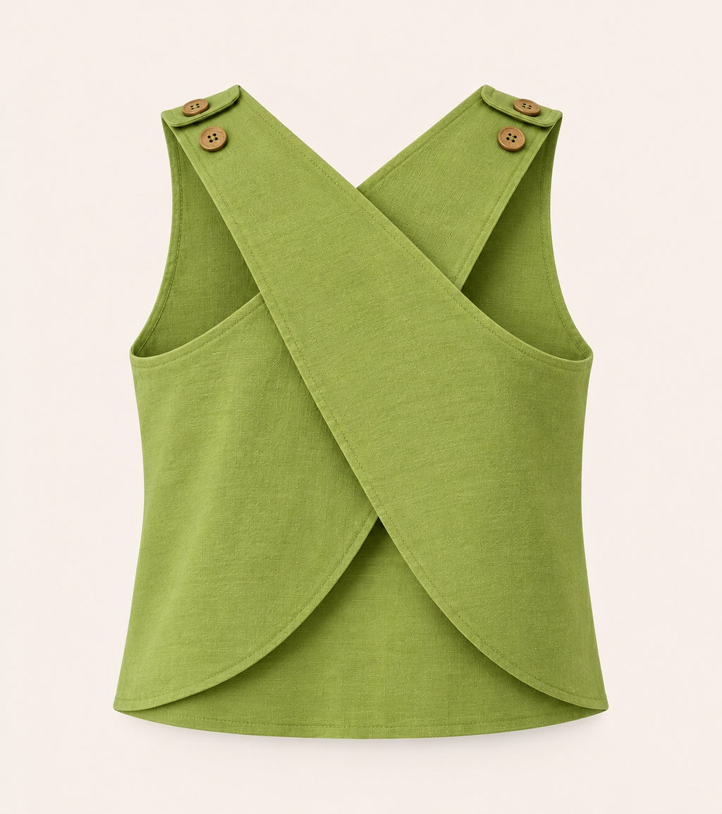 Green Cotton Cross Back Top and Trouser Set – product photograph 4 | SORSHA™