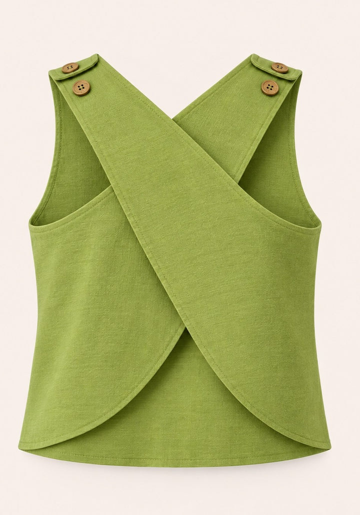 Women Cross Back Green Cotton Top – product photograph 4 | SORSHA™
