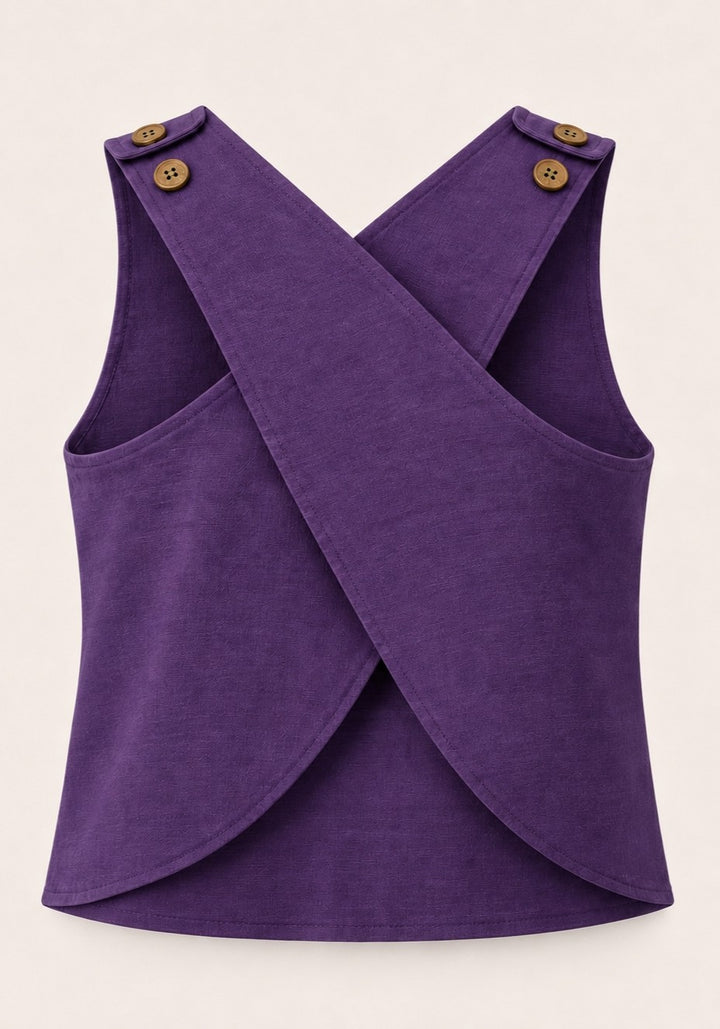 Women Cross Back Purple Cotton Top – product photograph 4 | SORSHA™