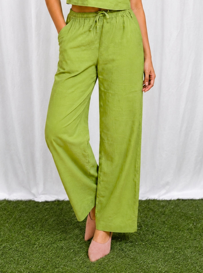 Sage Green Cotton Flex Relaxed Straight Fit Trousers – product photograph 1 | SORSHA™