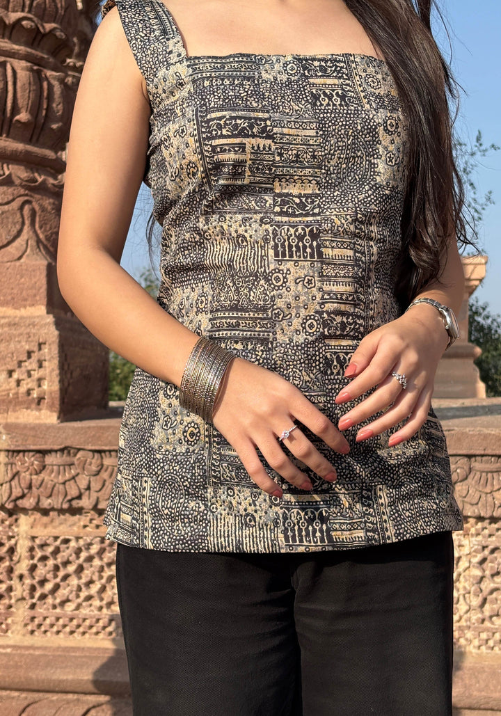 Tribal Block Motifs Pure Cotton Short Kurti – product photograph 3 | SORSHA™