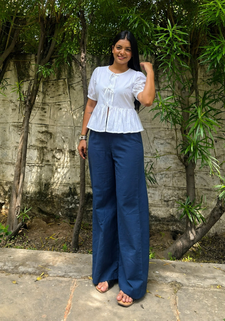 White Poplin Peplum Bow Top – product photograph 5 | SORSHA™