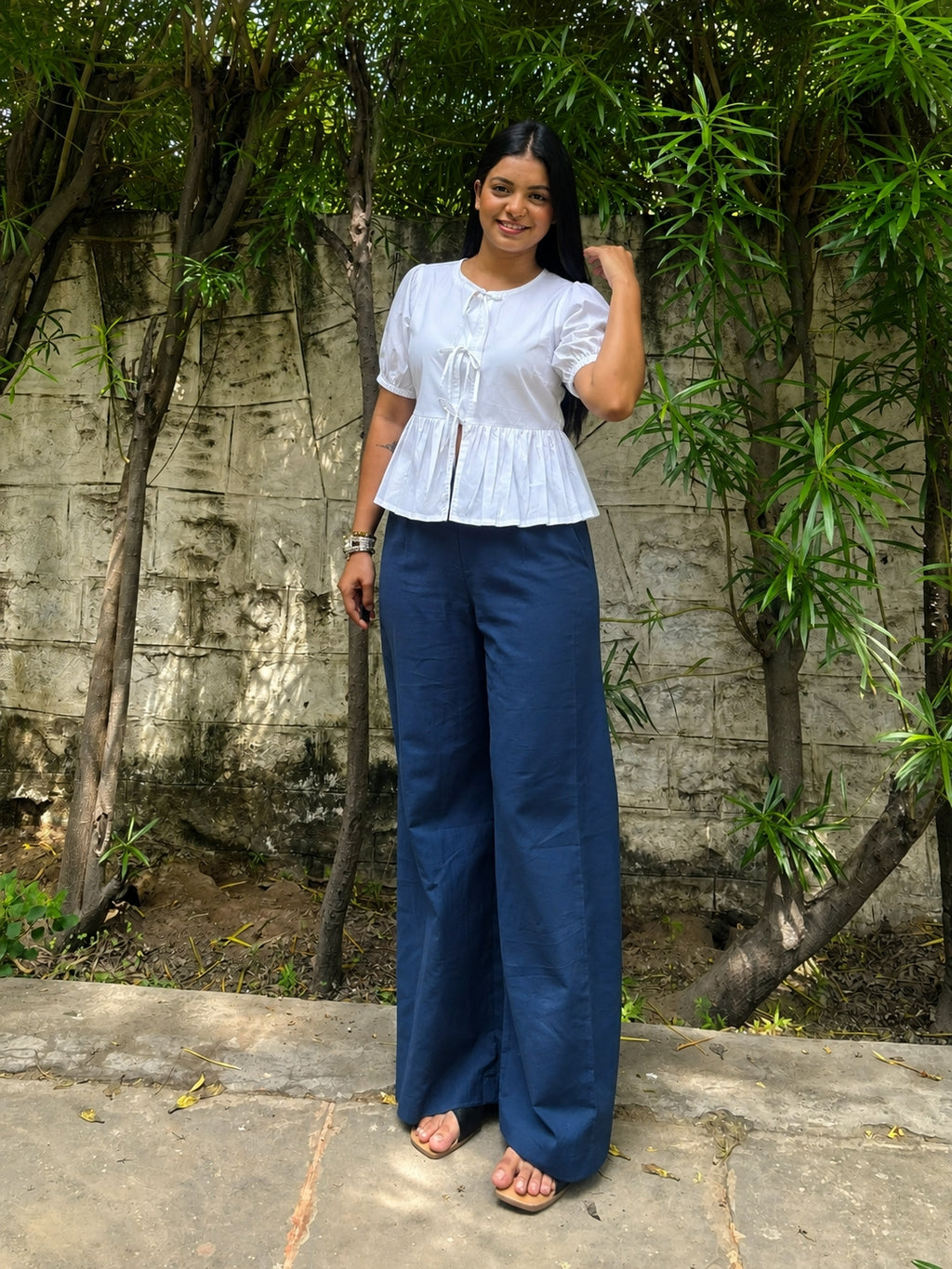 White Poplin Peplum Bow Top – product photograph 5 | SORSHA™
