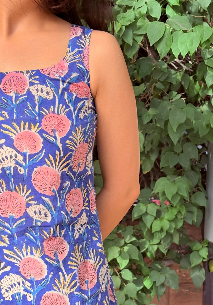NeelKali Floral Block Premium Cotton Short Kurti – detail view | SORSHA™