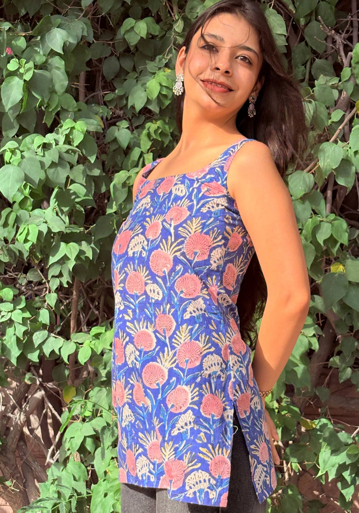 NeelKali Floral Block Premium Cotton Short Kurti – product photograph 2 | SORSHA™