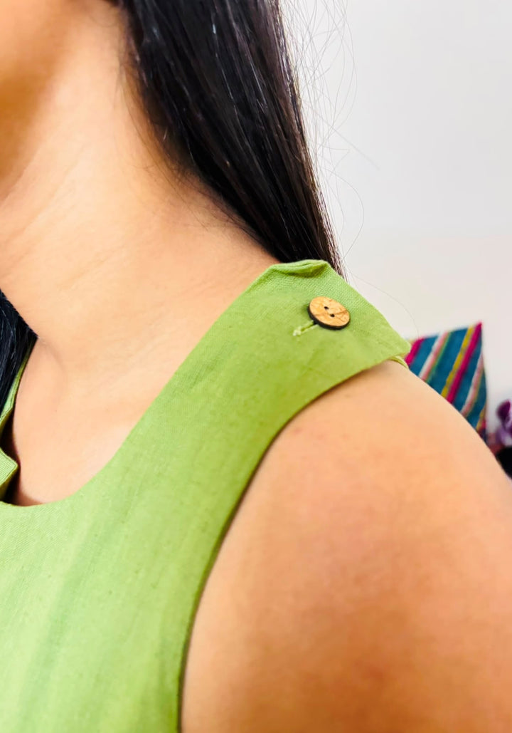 Women Cross Back Green Cotton Top – product photograph 3 | SORSHA™