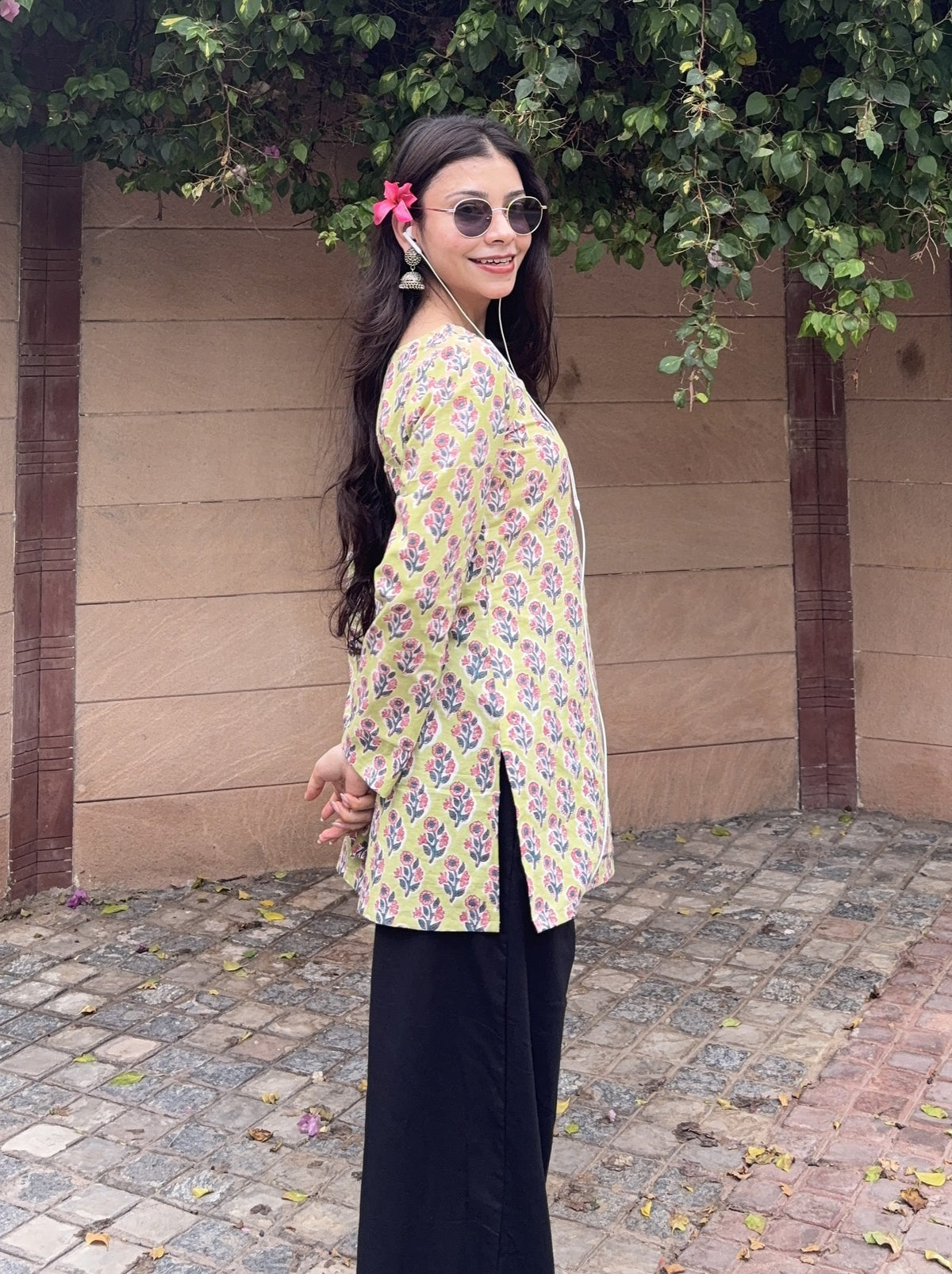 Lime Green with Cut-Out Neck Short Kurti – product photograph 2 | SORSHA™