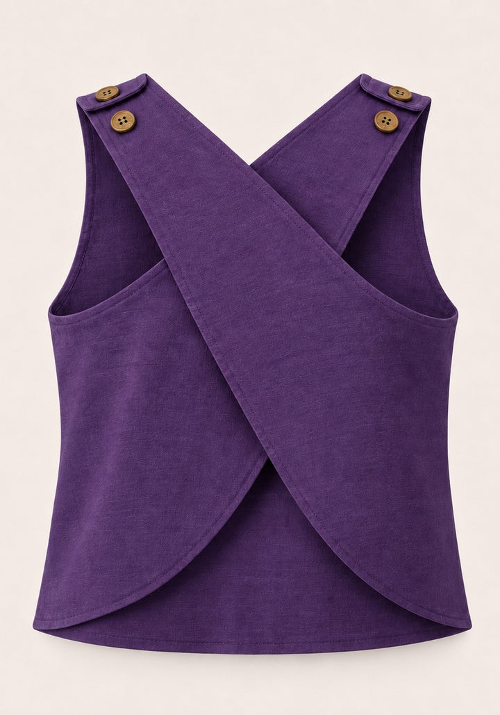 Purple Cotton Cross Back Top and Trouser Set – product photograph 4 | SORSHA™
