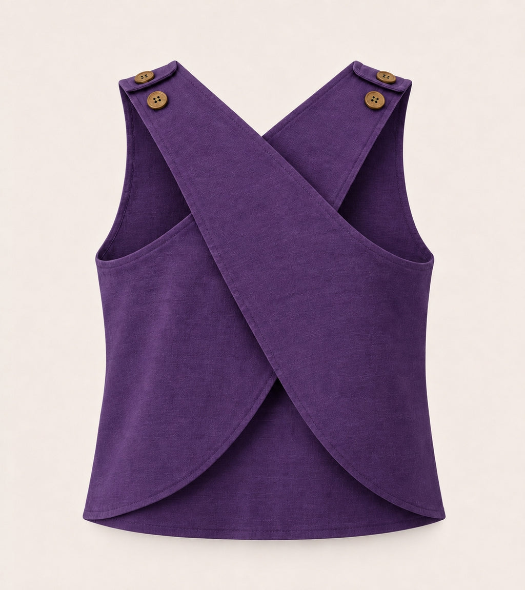 Purple Cotton Cross Back Top and Trouser Set – product photograph 4 | SORSHA™